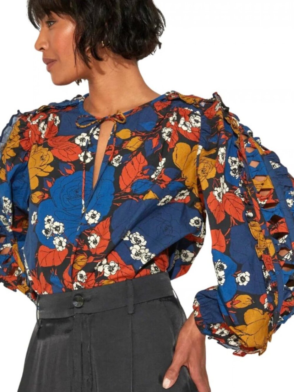 CLEOBELLA 100% Organic Cotton Blouse/Top Size S Multicolor Floral
